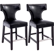 CorLiving Kings Counter Height Bonded Leather Stool with Metal Studs 2 Pk.