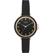 Kate Spade Women's Three Hand Silicone Black Glossy Dial Watch KSW1352
