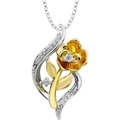 Disney Enchanted 10K Yellow Gold Sterling Silver 1/10 CTW Diamond Belle Pendant