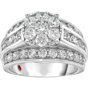 American Rose 10K White Gold 3 CTW Diamond Ring Size 7