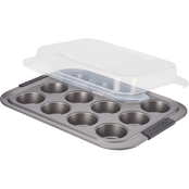 Anolon Advanced Nonstick Bakeware 12 Cup Silicone Grips Covered Muffin Pan