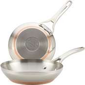 Anolon Nouvelle Copper Stainless Steel Twin Pack 8 and 9.5 in. French Skillets