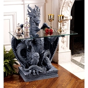 Design Toscano The Subservient Dragon Glass Topped Sculptural Table
