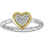 14K Yellow Gold Over Sterling Silver 1/10 CTW Heart Diamond Promise Ring, Size 7