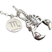 Polished Stainless Steel Scorpio Zodiac Pendant 24 in.