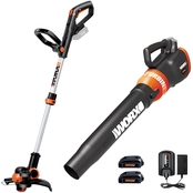 Worx Cordless 20V GT 3.0 Trimmer and Turbine Blower Combo Kit with 2 Batteries