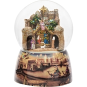 Roman Bethlehem City Christmas Animated Musical Glass Glitter Dome