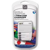 Go Travel Worldwide Adaptor and Twin USB Charger
