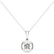 Magnificence 10K White Gold Diamond Accent Round High Polished Bezel Pendant