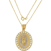 14K Yellow Gold Lab Created White Sapphire Guadalupe Pendant