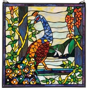 Design Toscano The Peacock's Garden Stained Glass Window
