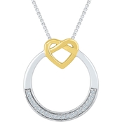 Sterling Silver and 10K Yellow Gold Accent Fashion Pendant 18 In.