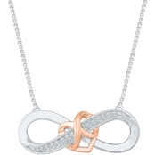 Sterling Silver and 10K Rose Gold Accent Heart Necklace 18 In.