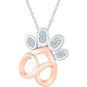 Sterling Silver and 10K Rose Gold Accent Fashion Pendant 18 In.