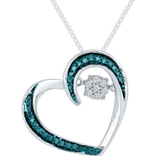 Sterling Silver 1/10 CTW Blue Diamond Heart Pendant