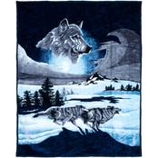 Lavish Home Wolf Heavy Thick Plush Mink Blanket