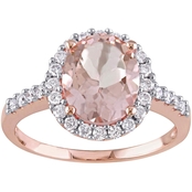 Sofia B. Oval Morganite and 2/5 CTW Diamond Halo Ring in 10K Rose Gold