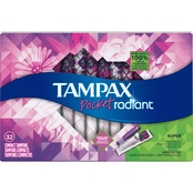 Tampax Pocket Radiant Super Absorbency Unscented Compact Tampons 32 ct.