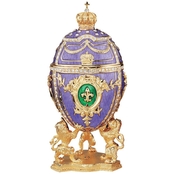 Design Toscano The Regal Purple Collection Romanov Style Enameled Egg, Fleur-de-Lis