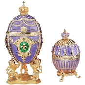 Design Toscano Regal Purple Collection Romanov Style Enameled Eggs Set
