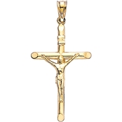 14K Yellow Gold Polished Crucifix Charm