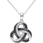 Diamore Sterling Silver 1/4 CTW Black and White Diamond Knot Pendant