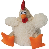 goDog Plush Checkers Fat White Rooster with Chew Guard Technology