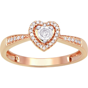 10K Rose Gold 1/8 CTW White Diamond Fashion Heart Ring Size 7