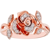 Disney Enchanted 14k Rose Gold Over Sterling Silver 1/10 CTW Diamond Belle Ring