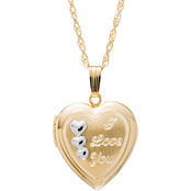 14K Gold Filled Two Tone Heart Locket with I Love You & Triple Hearts 18 in. Chain