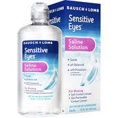 Bausch+Lomb Sensitive Eyes Plus Saline Solution for Soft Contact Lenses, 12 Oz.