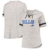 Fanatics Women's Heathered Gray Buffalo Bills Plus Size Lace-Up V-Neck T-Shirt