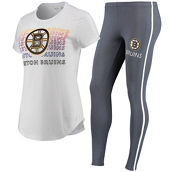 Concepts Sport Women's White/Charcoal Boston Bruins Sonata T-Shirt & Leggings Set
