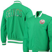 Mitchell & Ness Men's Boston Celtics Kelly Green Hardwood Classics 75th Anniversary Authentic Warmup Full-Snap Jacket