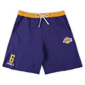 Profile Men's LeBron James Purple Los Angeles Lakers Big & Tall French Terry Name & Number Shorts
