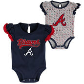 Outerstuff Newborn & Infant Navy/Heathered Gray Atlanta Braves Scream & Shout Two-Pack Bodysuit Set