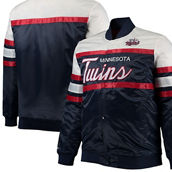 Mitchell & Ness Men's Navy/Red Minnesota Twins Big & Tall Coaches Satin Full-Snap Jacket