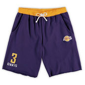 Majestic Men's Anthony Davis Purple Los Angeles Lakers Big & Tall French Terry Name & Number Shorts