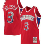 Mitchell & Ness Men's Allen Iverson Red Philadelphia 76ers 1996-97 Hardwood Classics NBA 75th Anniversary Diamond Swingman Jersey