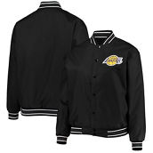JH Design Women's Black Los Angeles Lakers Plus Size Poly Twill Full-Snap Jacket