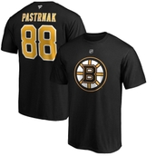 Fanatics Branded Men's David Pastrnak Black Boston Bruins Team Authentic Stack Name & Number T-Shirt