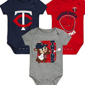 Outerstuff Newborn & Infant Navy/Red/Gray Minnesota Twins Change Up 3-Pack Bodysuit Set