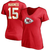 Fanatics Branded Women's Patrick Mahomes Red Kansas City Chiefs Player Icon Name & Number V-Neck T-Shirt