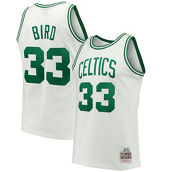 Mitchell & Ness Men's Larry Bird White Boston Celtics Hardwood Classics Swingman Jersey