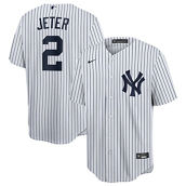 Nike Men's Derek Jeter White/Navy New York Yankees Home Replica Player Name Jersey