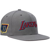 Mitchell & Ness Men's Charcoal Los Angeles Lakers Hardwood Classics NBA 50th Anniversary Carbon Cabernet Fitted Hat