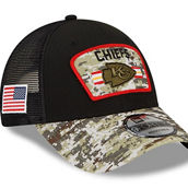 New Era Men's Black/Camo Kansas City Chiefs 2021 Salute To Service Trucker 9FORTY Snapback Adjustable Hat