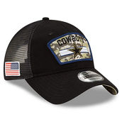 New Era Men's Black Dallas Cowboys 2021 Salute To Service Trucker 9TWENTY Adjustable Hat