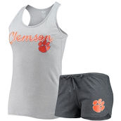 Concepts Sport Women's Heathered Gray/Charcoal Clemson Tigers Anchor Tank Top & Shorts Sleep Set