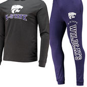 Men's Concepts Sport Purple/Charcoal Kansas State Wildcats Meter Long Sleeve Hoodie T-Shirt & Jogger Pants Set